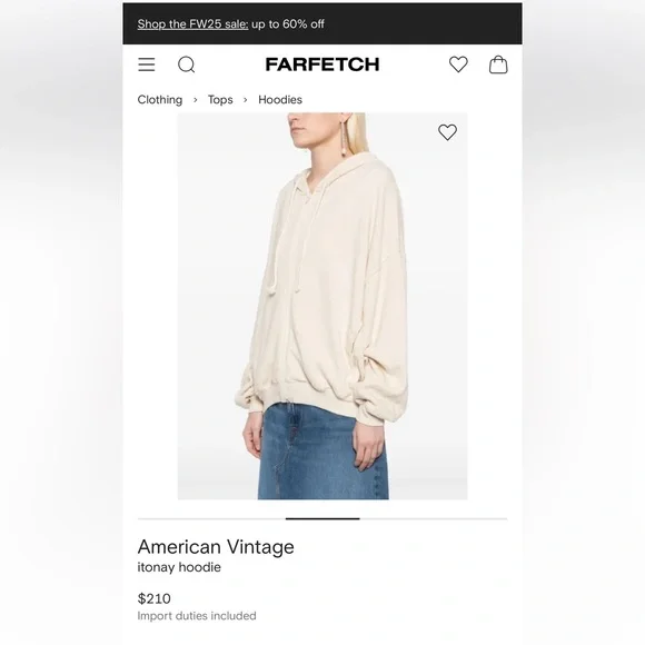 American Vintage Itonay Hoodie Cream Zip-Up Hoodie XS/S Cotton and Linen Jacket - Picture 13 of 13